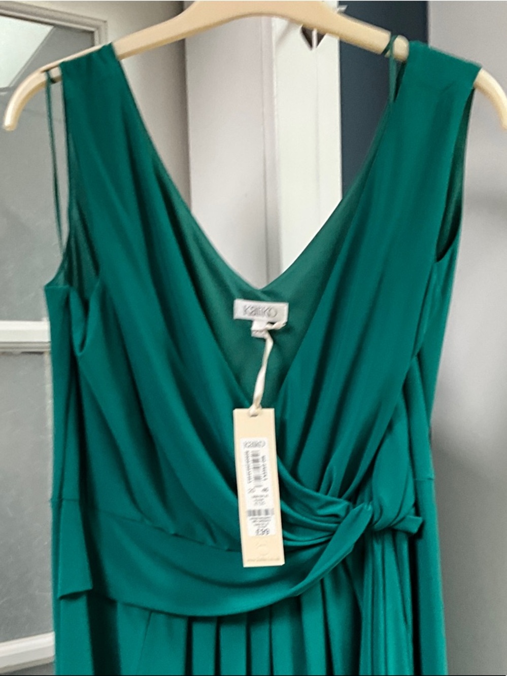 Kaliko greenV-Neck Draped Maxi Dress